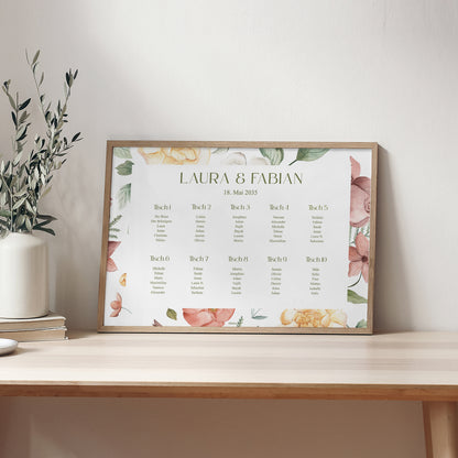 Sitzplan Hochzeit Landschaft 90 x 60 cm Liebesgarten foto N° 2