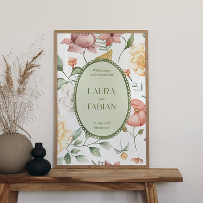 Begrüßungstafel Hochzeit Porträt 60 x 90 cm Liebesgarten foto N° 2