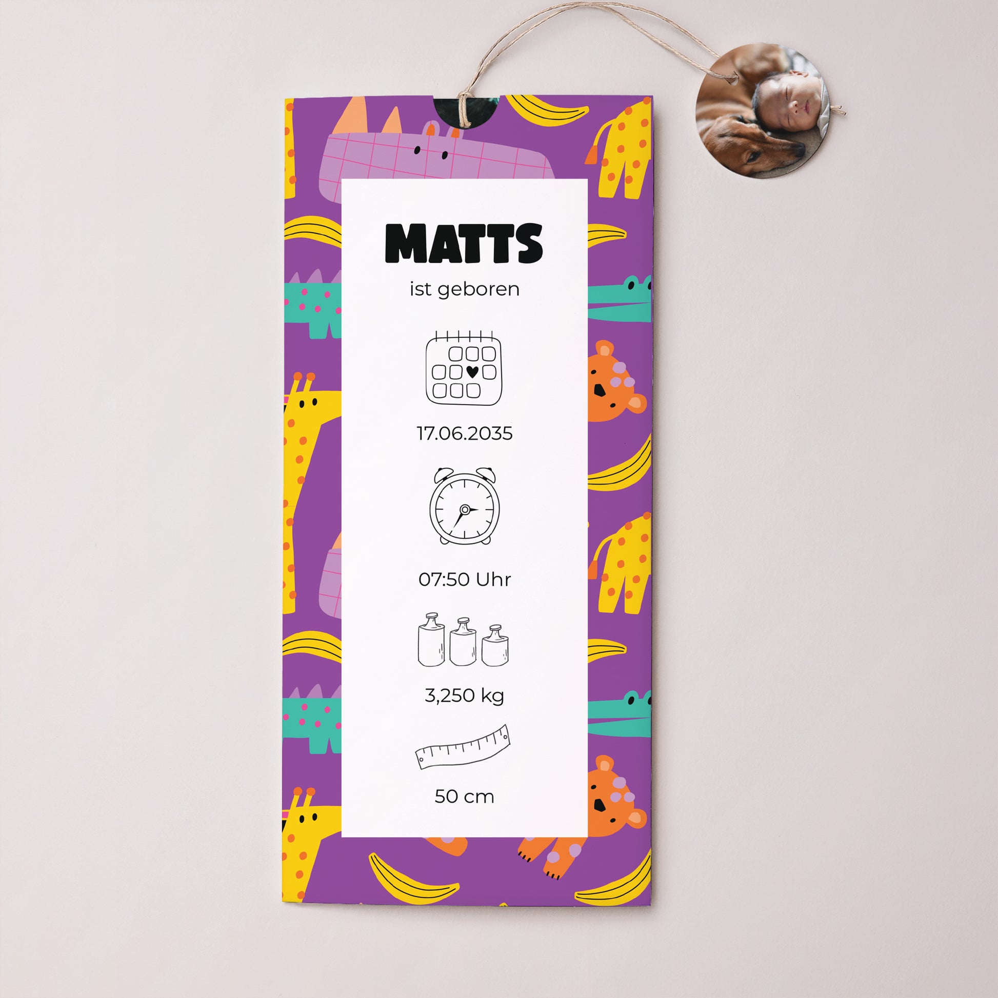 Geburtskarten Portrait-Hülle 2 Karten, Etikett Safari Pop foto N° 1