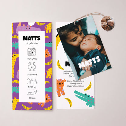 Geburtskarten Portrait-Hülle 2 Karten, Etikett Safari Pop foto N° 3