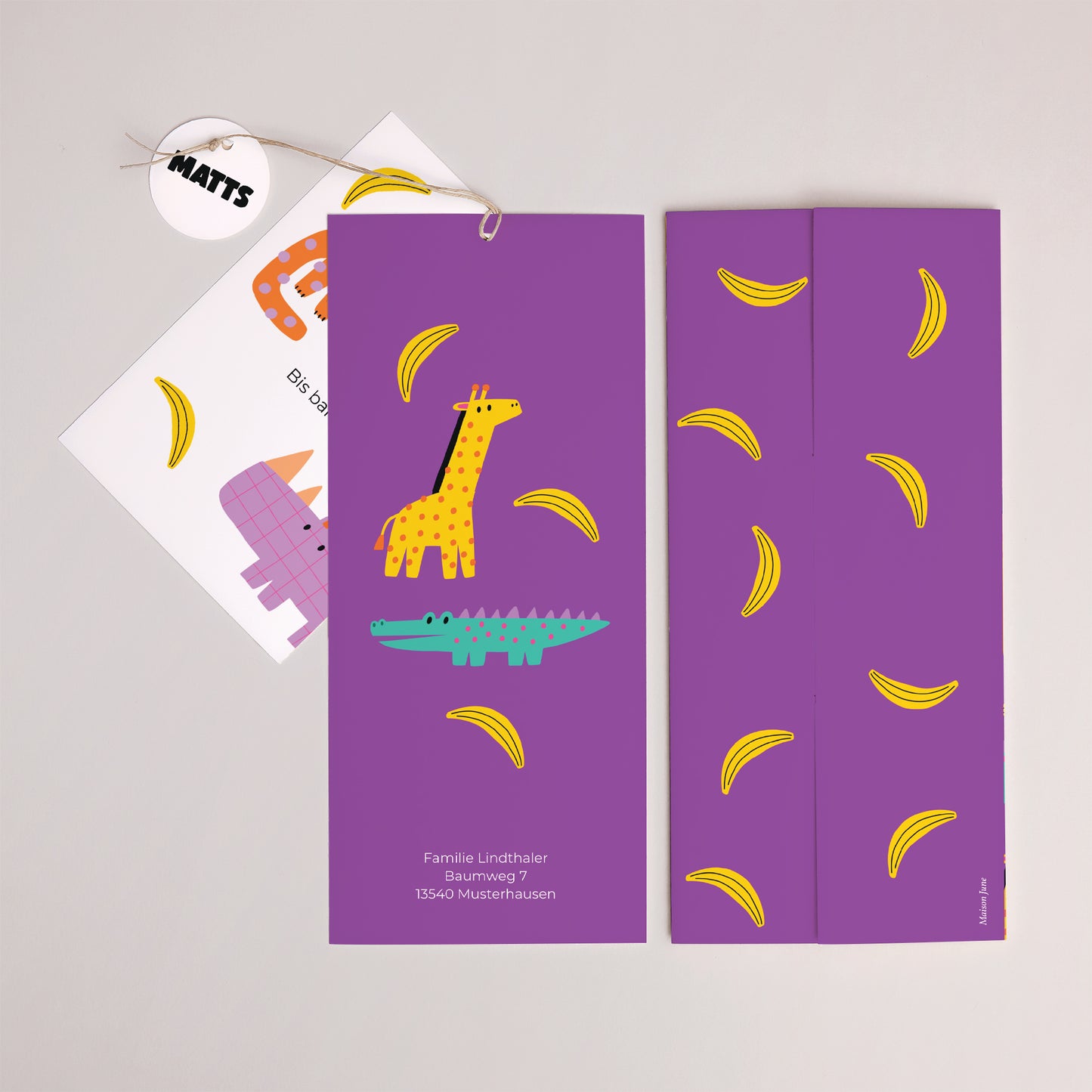 Geburtskarten Portrait-Hülle 2 Karten, Etikett Safari Pop foto N° 4