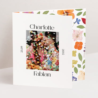 Dankeskarte Hochzeit Asymmetrisches Triptychon Liebesherbarium foto N° 1