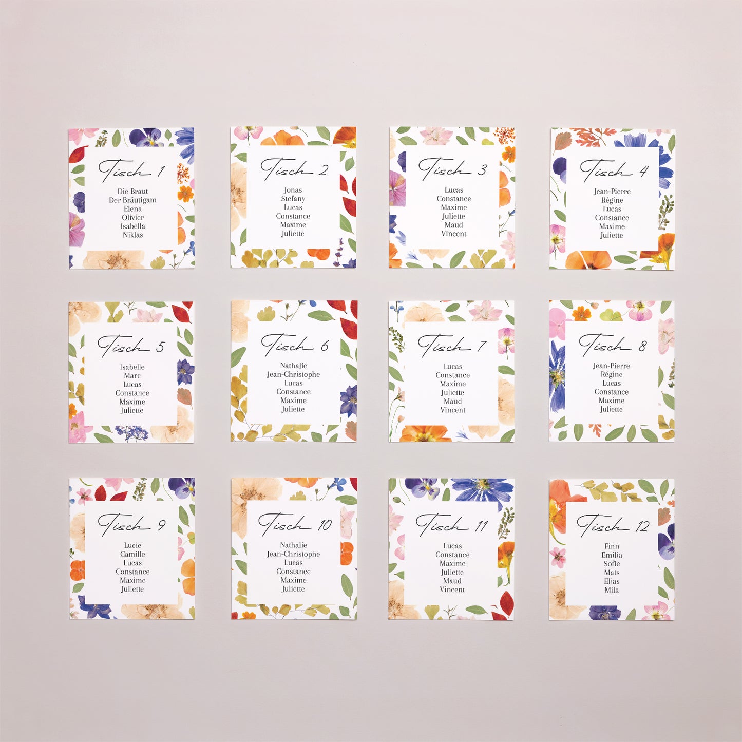 Sitzplan Hochzeit Pack von 12 Liebesherbarium foto N° 1