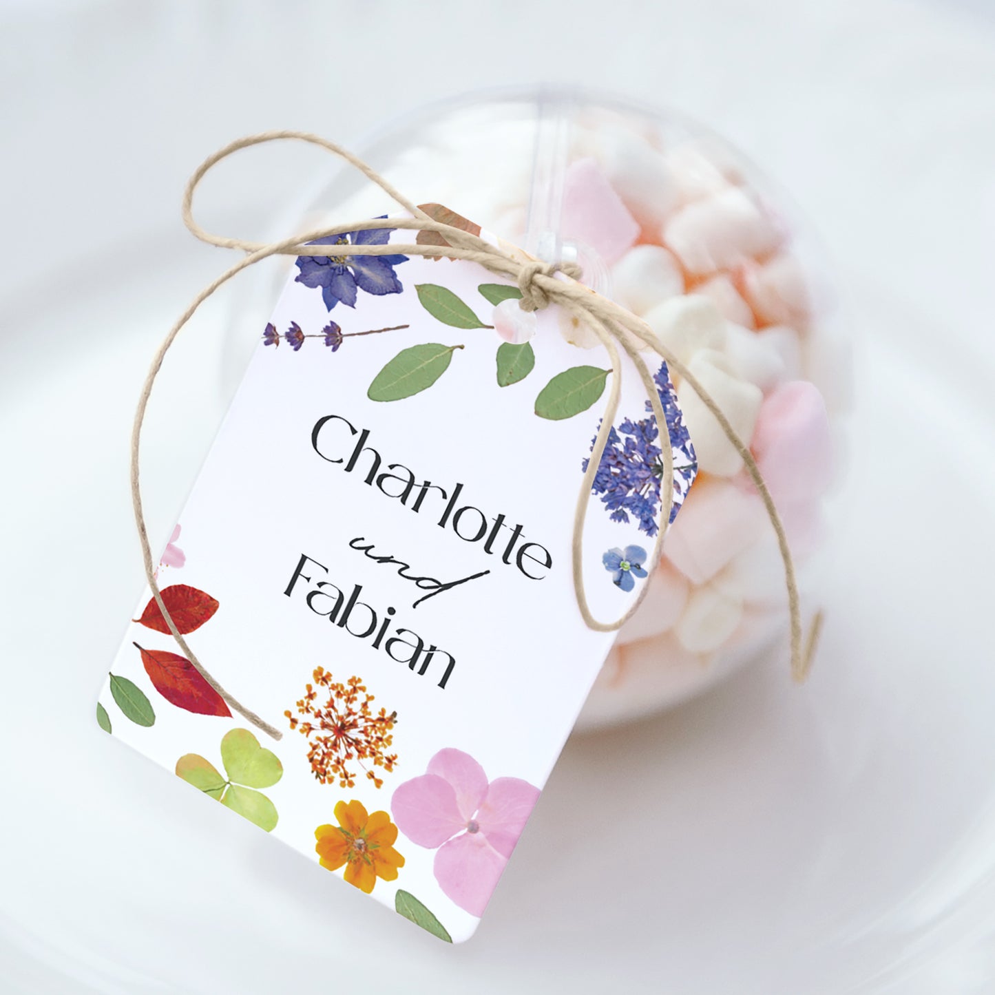 Geschenkbox Hochzeit Ball mit Wimpel-Etikett Liebesherbarium foto N° 1