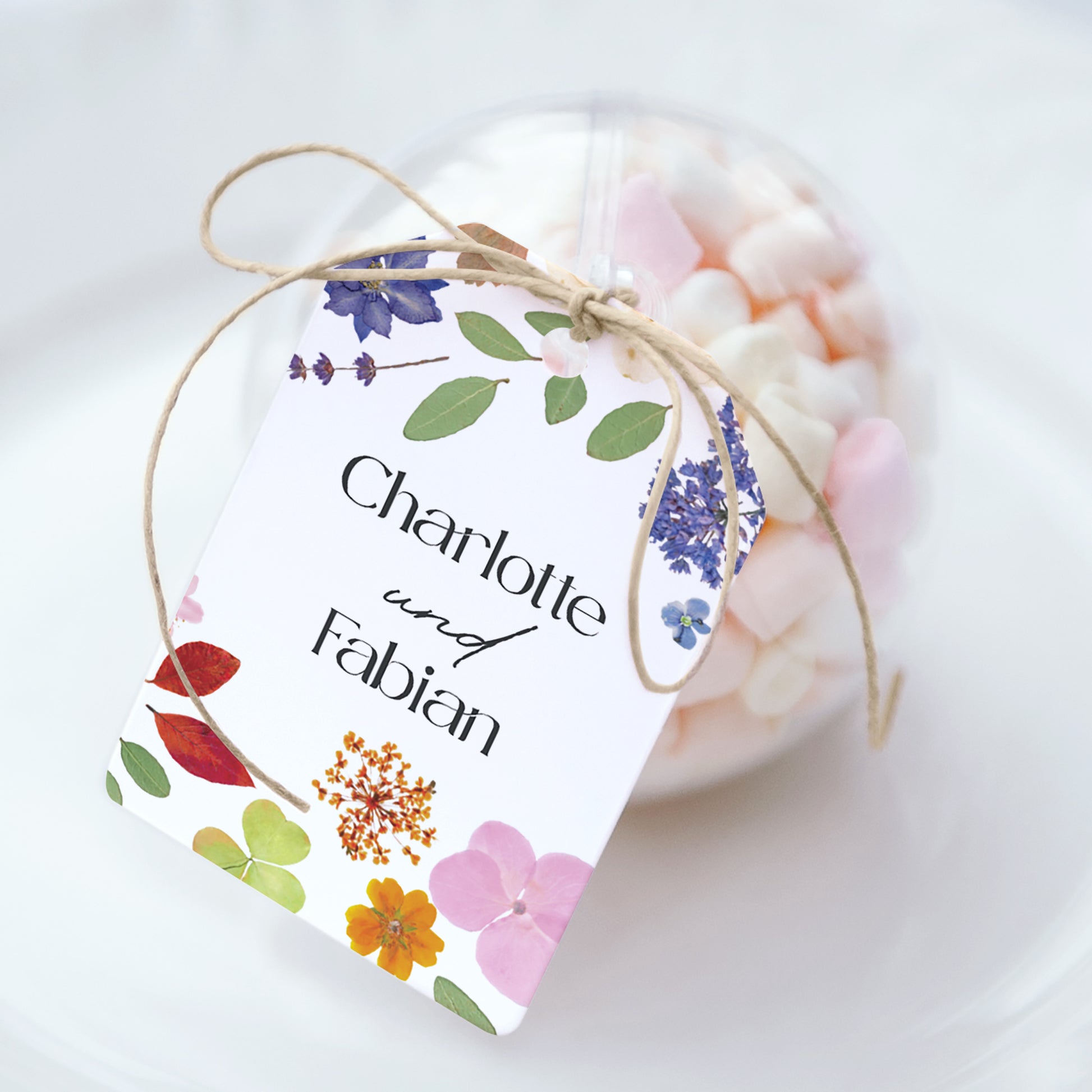 Geschenkbox Hochzeit Ball mit Wimpel-Etikett Liebesherbarium foto N° 1