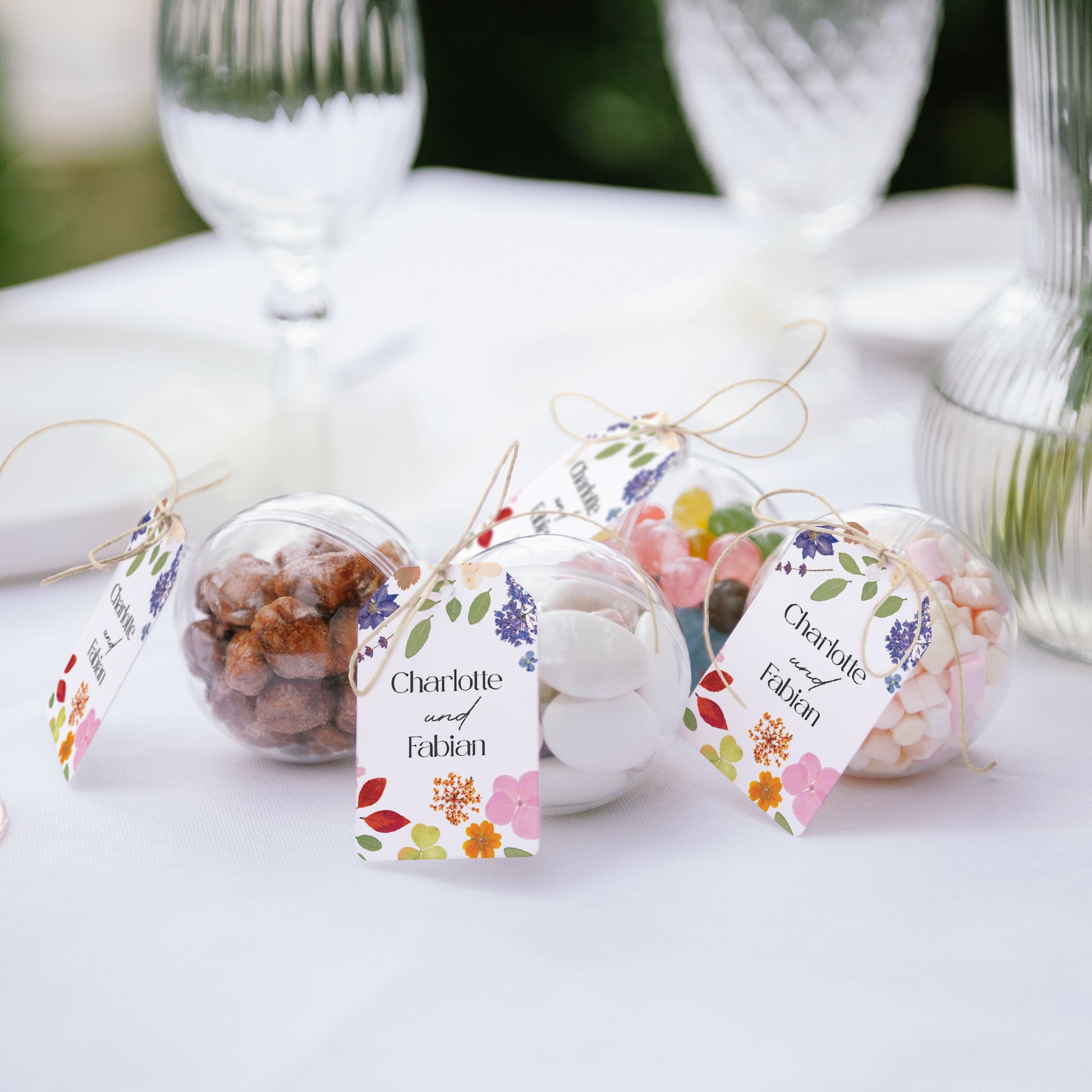 Geschenkbox Hochzeit Ball mit Wimpel-Etikett Liebesherbarium foto N° 2