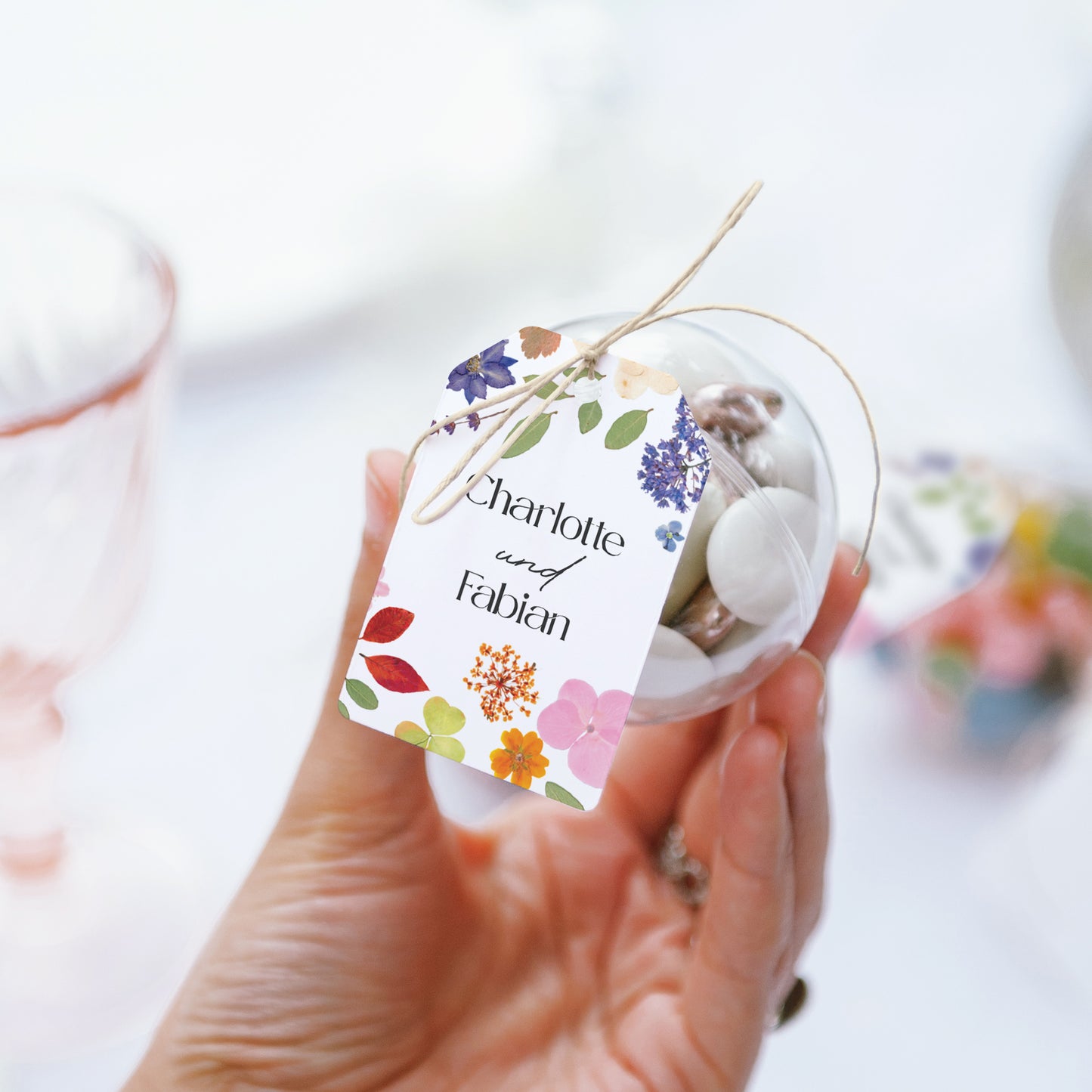 Geschenkbox Hochzeit Ball mit Wimpel-Etikett Liebesherbarium foto N° 3