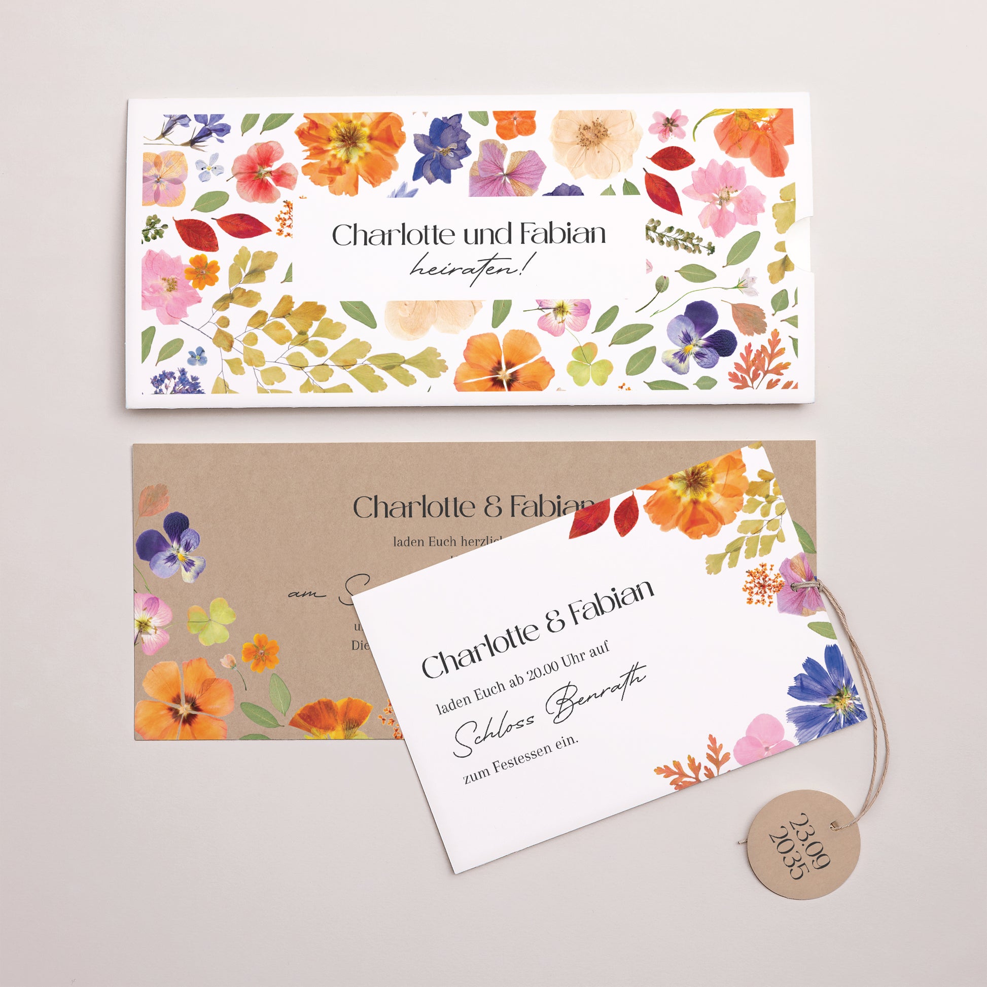 Hochzeitseinladung Mappe 2 Karten, Etikett Liebesherbarium foto N° 3