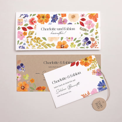 Hochzeitseinladung Mappe 2 Karten, Etikett Liebesherbarium foto N° 3
