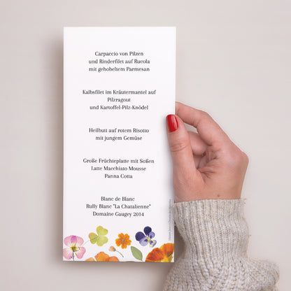 Menükarte Hochzeit Panoramatisches Porträt Liebesherbarium foto N° 3
