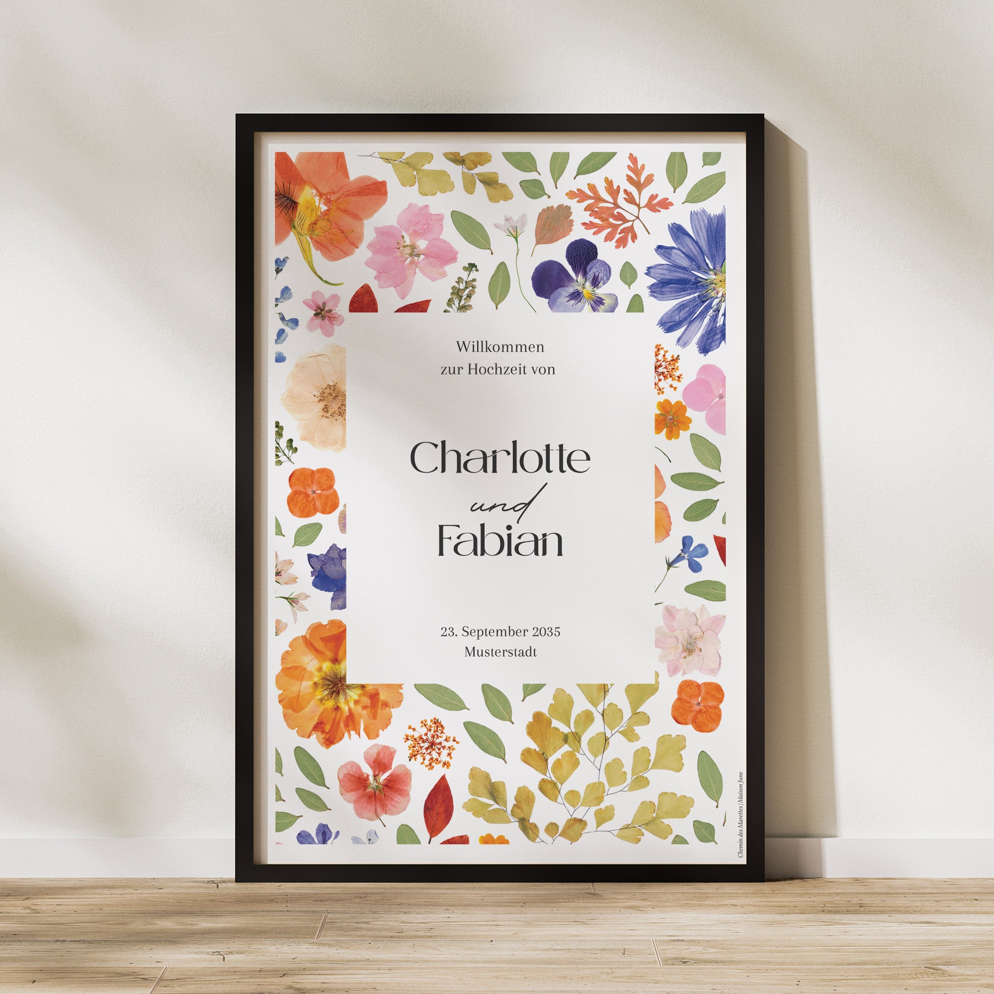 Begrüßungstafel Hochzeit Porträt 60 x 90 cm Liebesherbarium foto N° 1