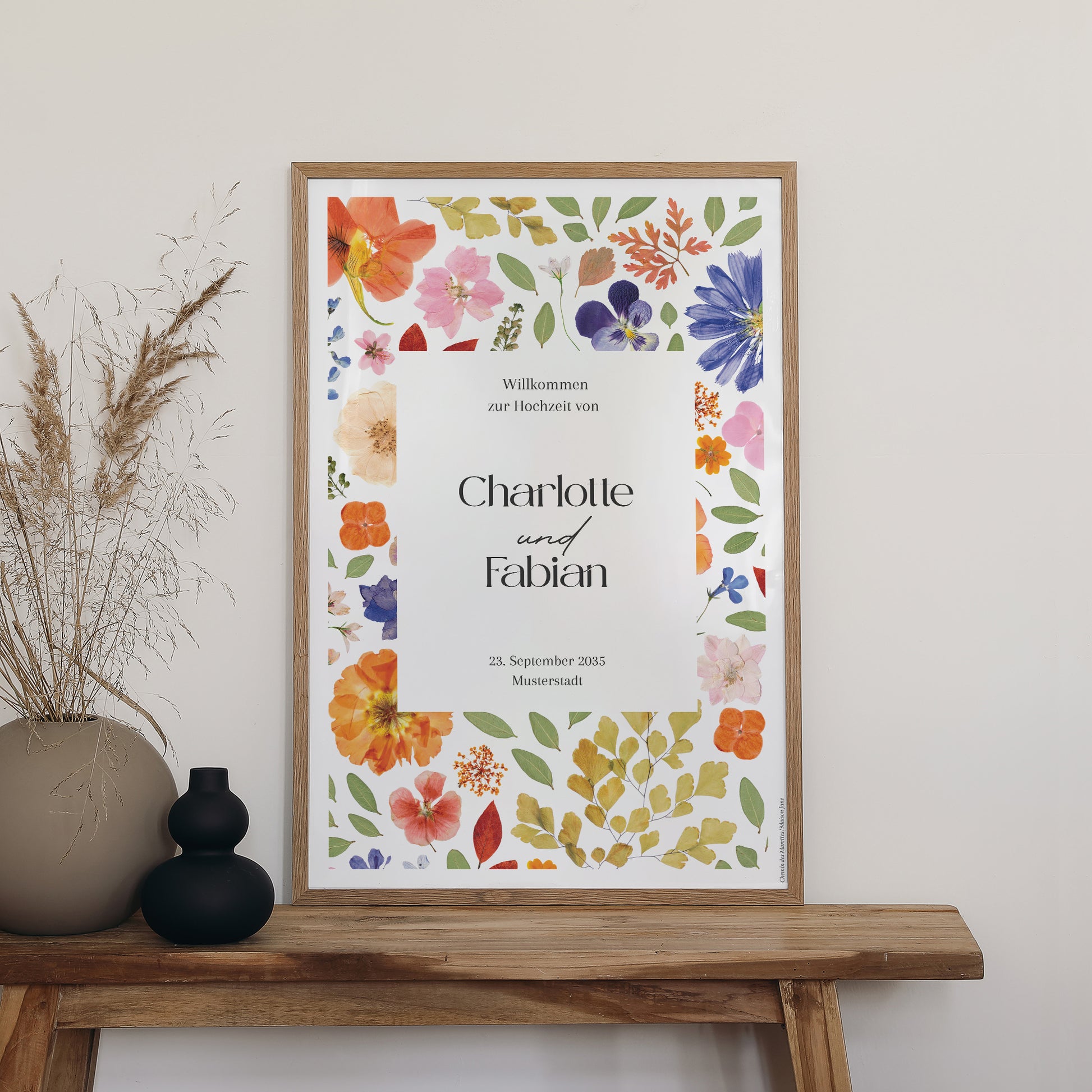 Begrüßungstafel Hochzeit Porträt 60 x 90 cm Liebesherbarium foto N° 2
