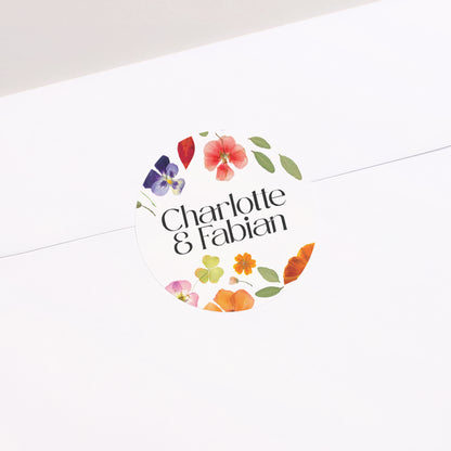 Sticker Hochzeit Rund Liebesherbarium foto N° 1