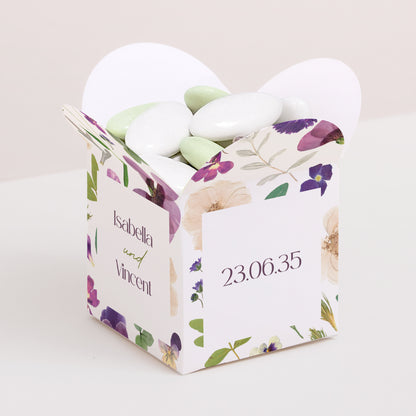 Geschenkbox Hochzeit Schmetterlingsöffnung Blumenrunde foto N° 1