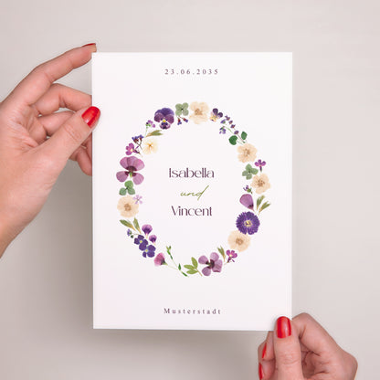 Hochzeitseinladung Porträt Blumenrunde foto N° 2