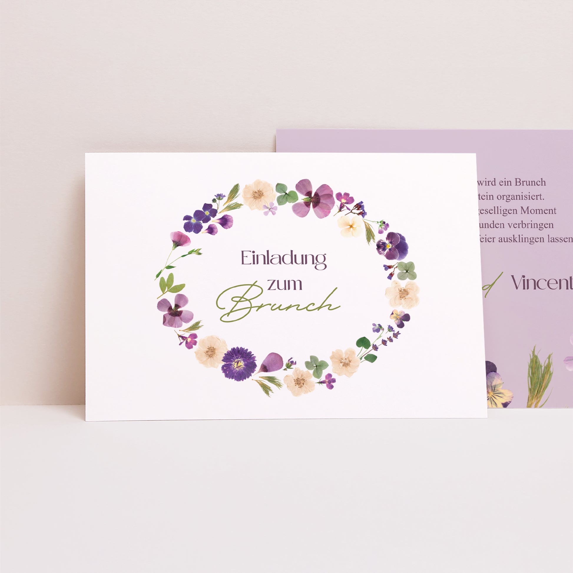 Einladungskarte Hochzeit Landschaft Blumenrunde foto N° 1