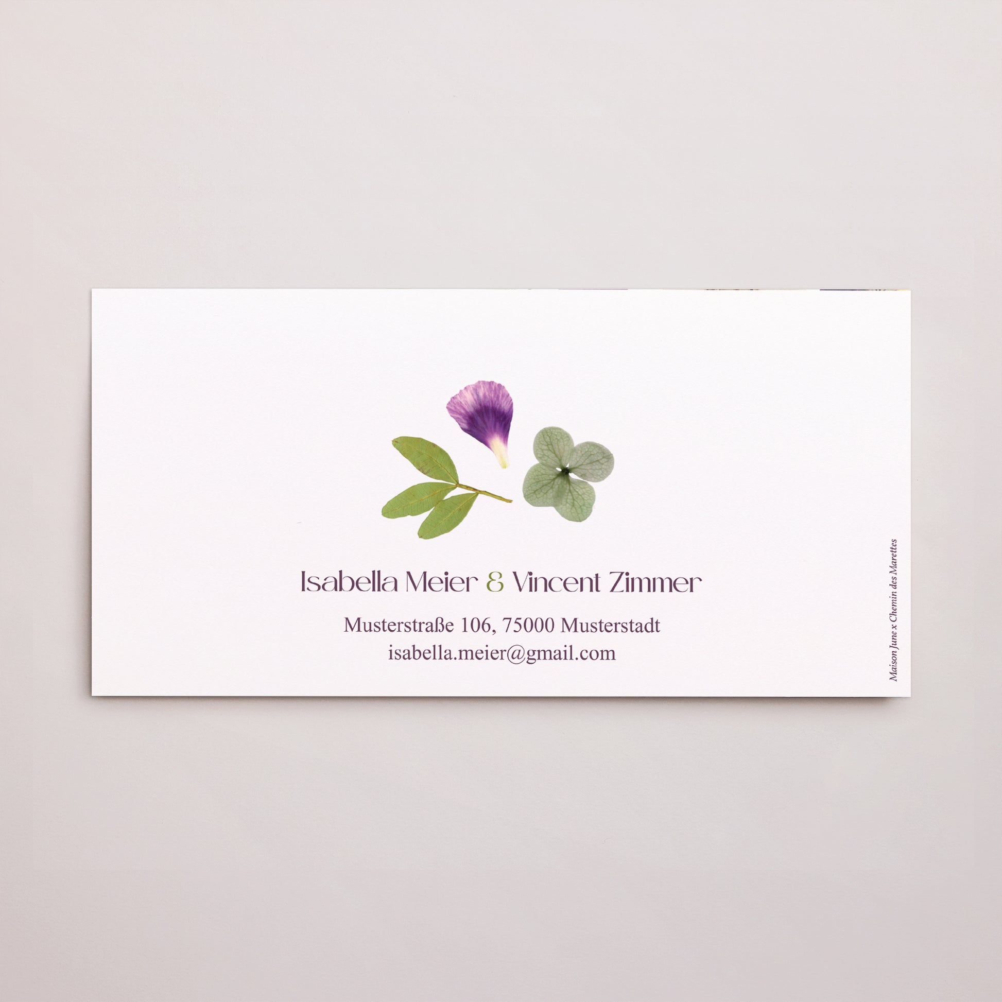 Hochzeitseinladung Rechteckige Tasche, 2 Karten Blumenrunde foto N° 4