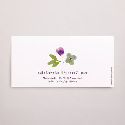 Hochzeitseinladung Rechteckige Tasche, 2 Karten Blumenrunde foto N° 4