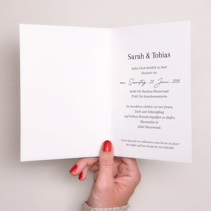 Hochzeitseinladung Doppelflügelporträt Goldene Signatur foto N° 2