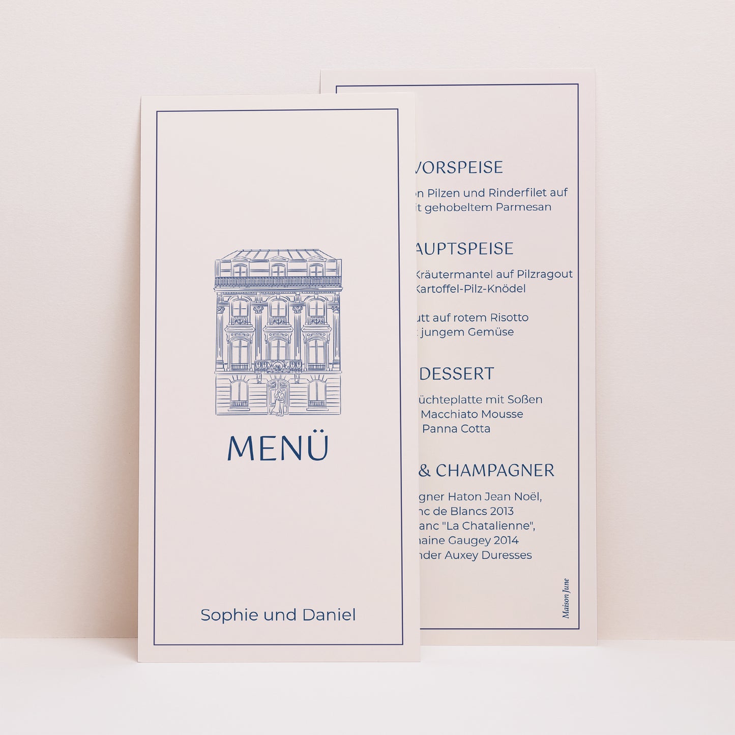 Menükarte Hochzeit Panoramatisches Porträt Faubourg Saint-Honoré foto N° 1