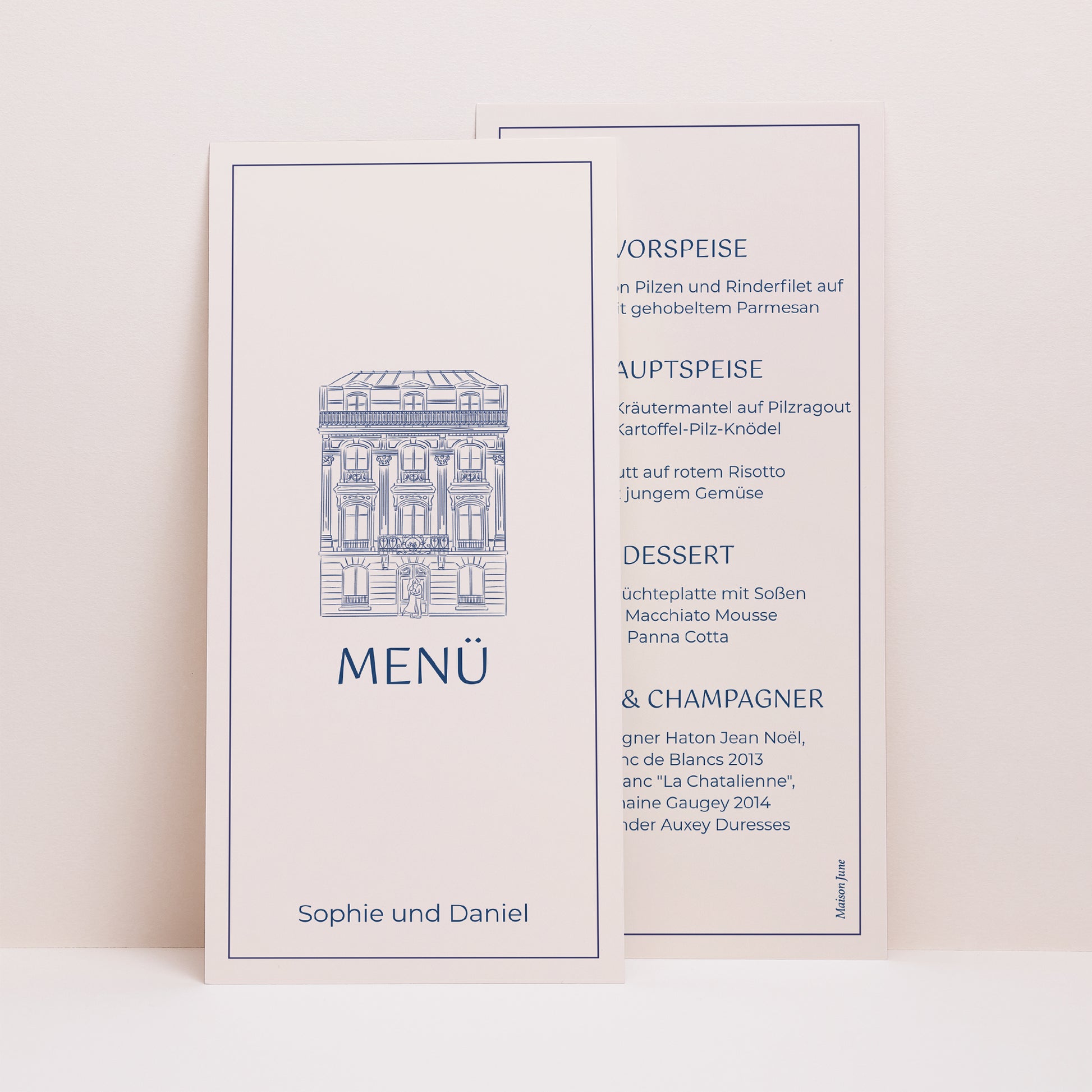 Menükarte Hochzeit Panoramatisches Porträt Faubourg Saint-Honoré foto N° 1