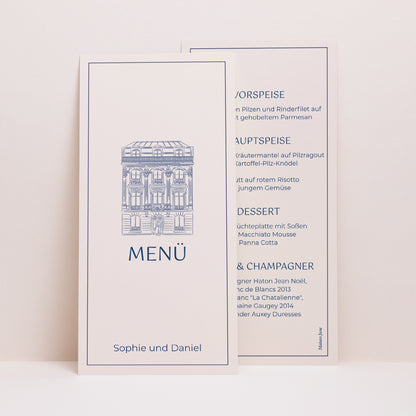 Menükarte Hochzeit Panoramatisches Porträt Faubourg Saint-Honoré foto N° 1
