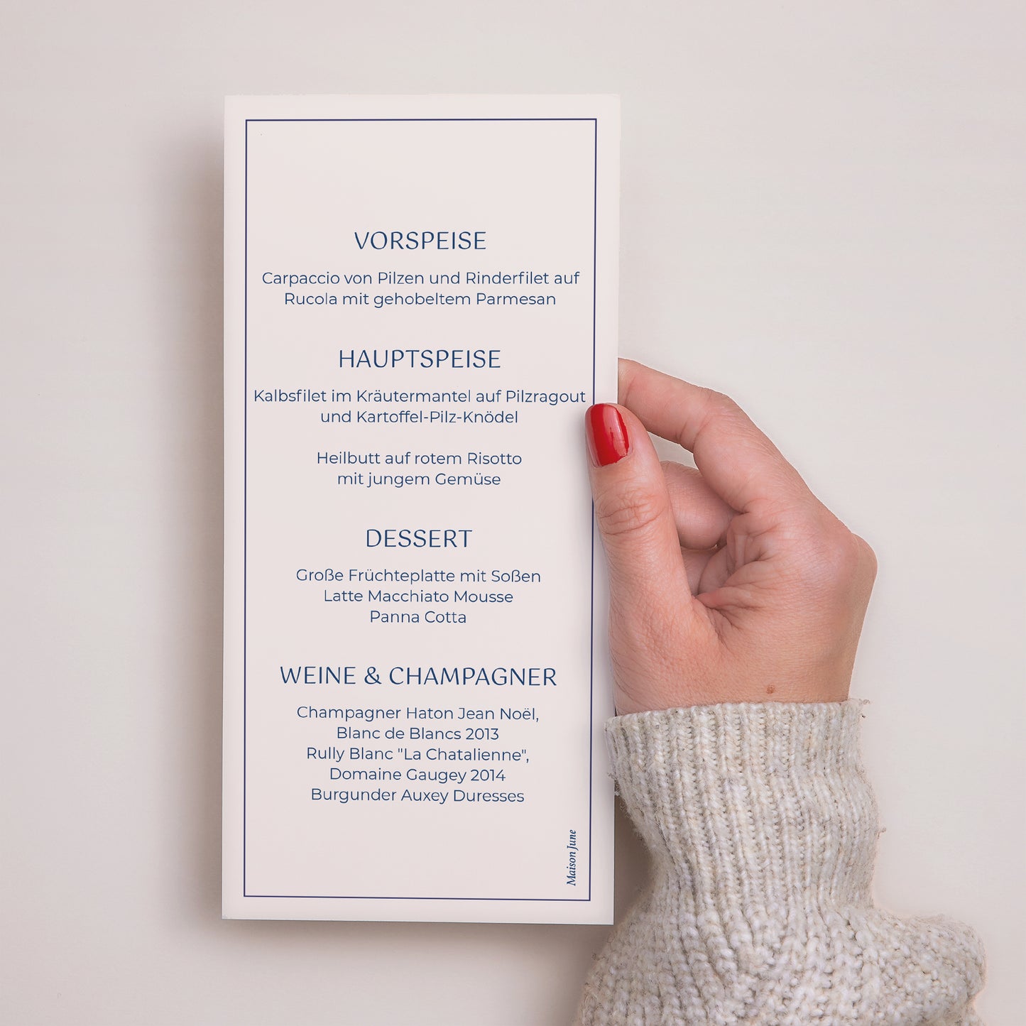 Menükarte Hochzeit Panoramatisches Porträt Faubourg Saint-Honoré foto N° 3
