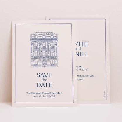 Save the date Karte Hochzeit Porträt Faubourg Saint-Honoré foto N° 1