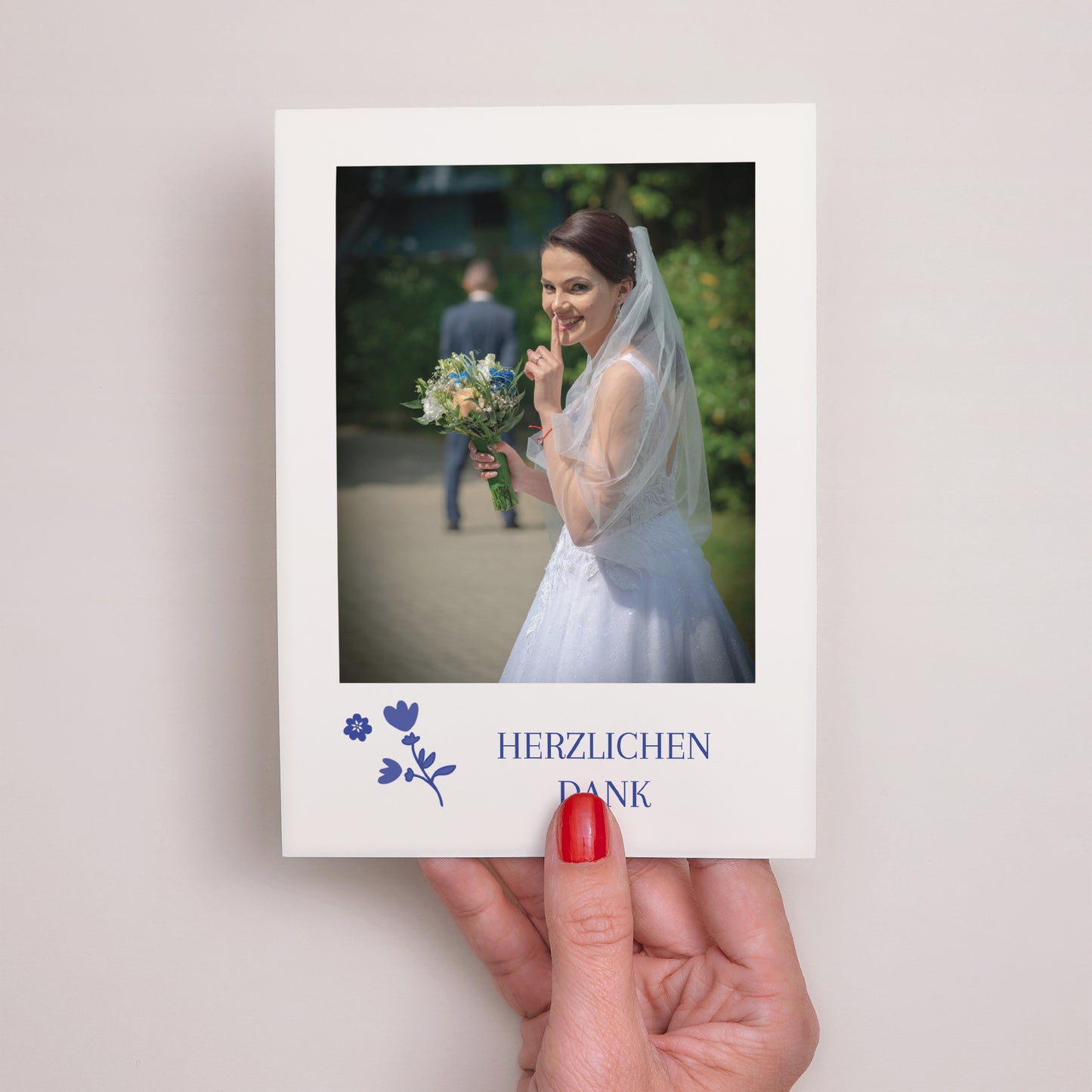 Dankeskarte Hochzeit Herzblau foto N° 2