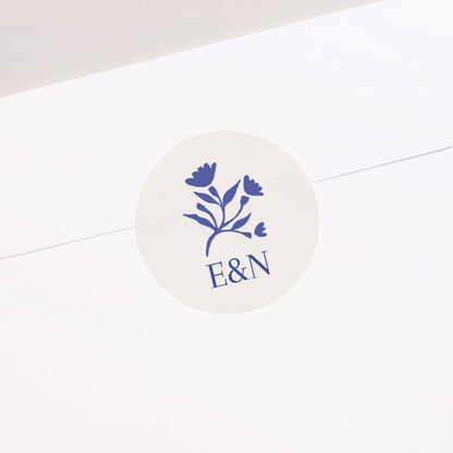 Sticker Hochzeit Rund Herzblau foto N° 1