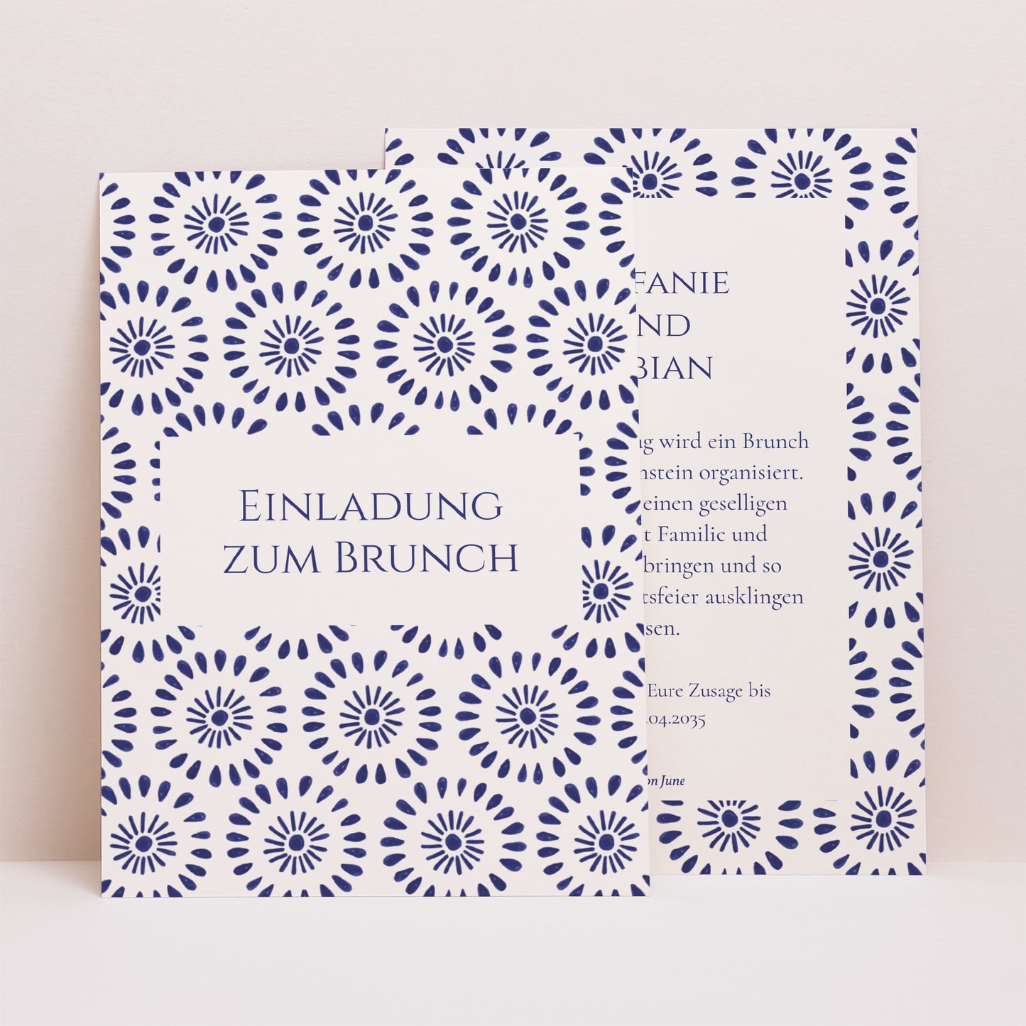 Einladungskarte Hochzeit Porträt Versprechen des Azur foto N° 1