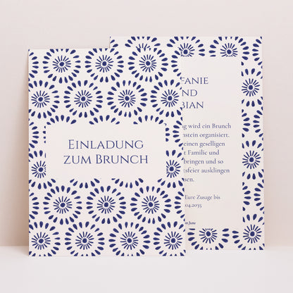 Einladungskarte Hochzeit Porträt Versprechen des Azur foto N° 1