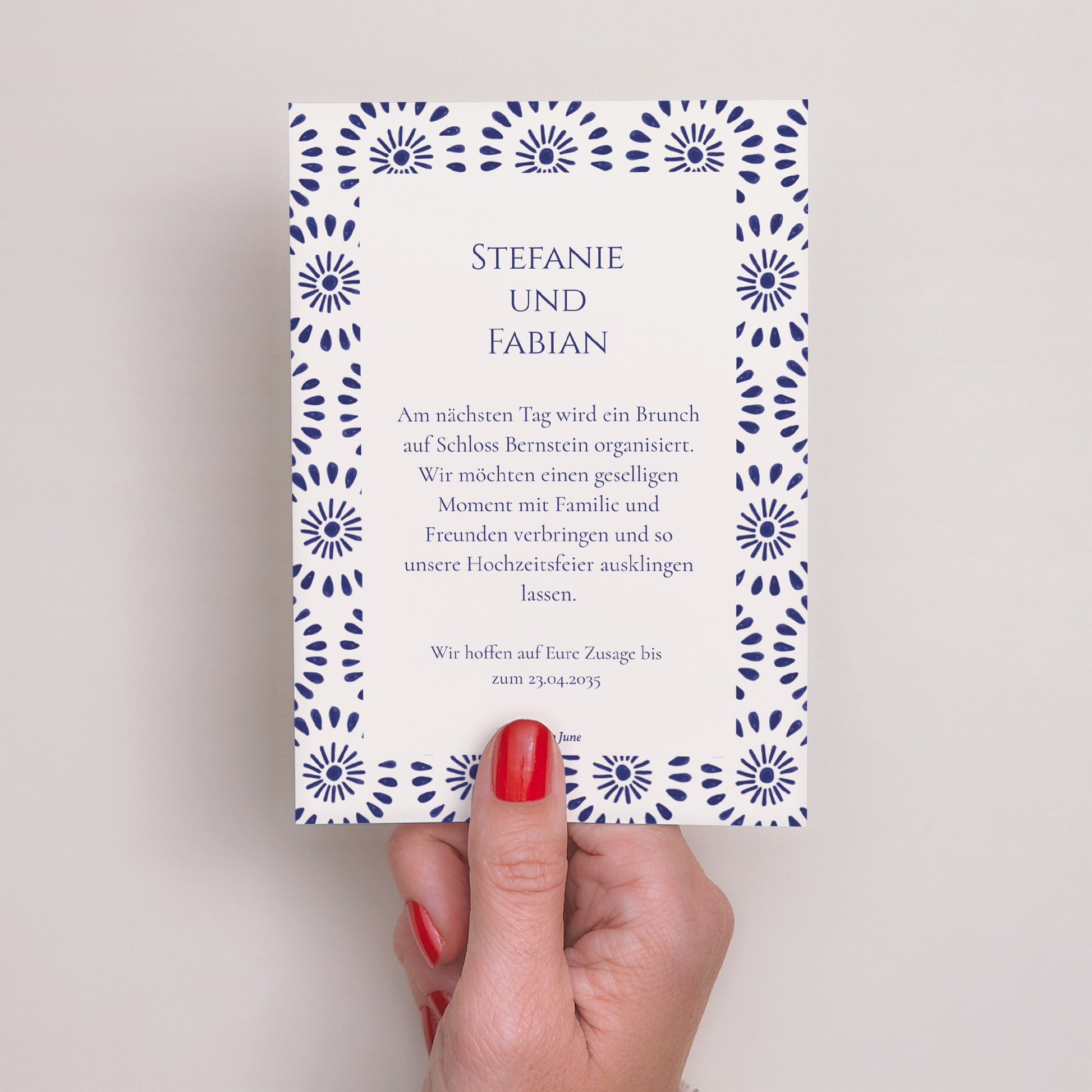 Einladungskarte Hochzeit Porträt Versprechen des Azur foto N° 3