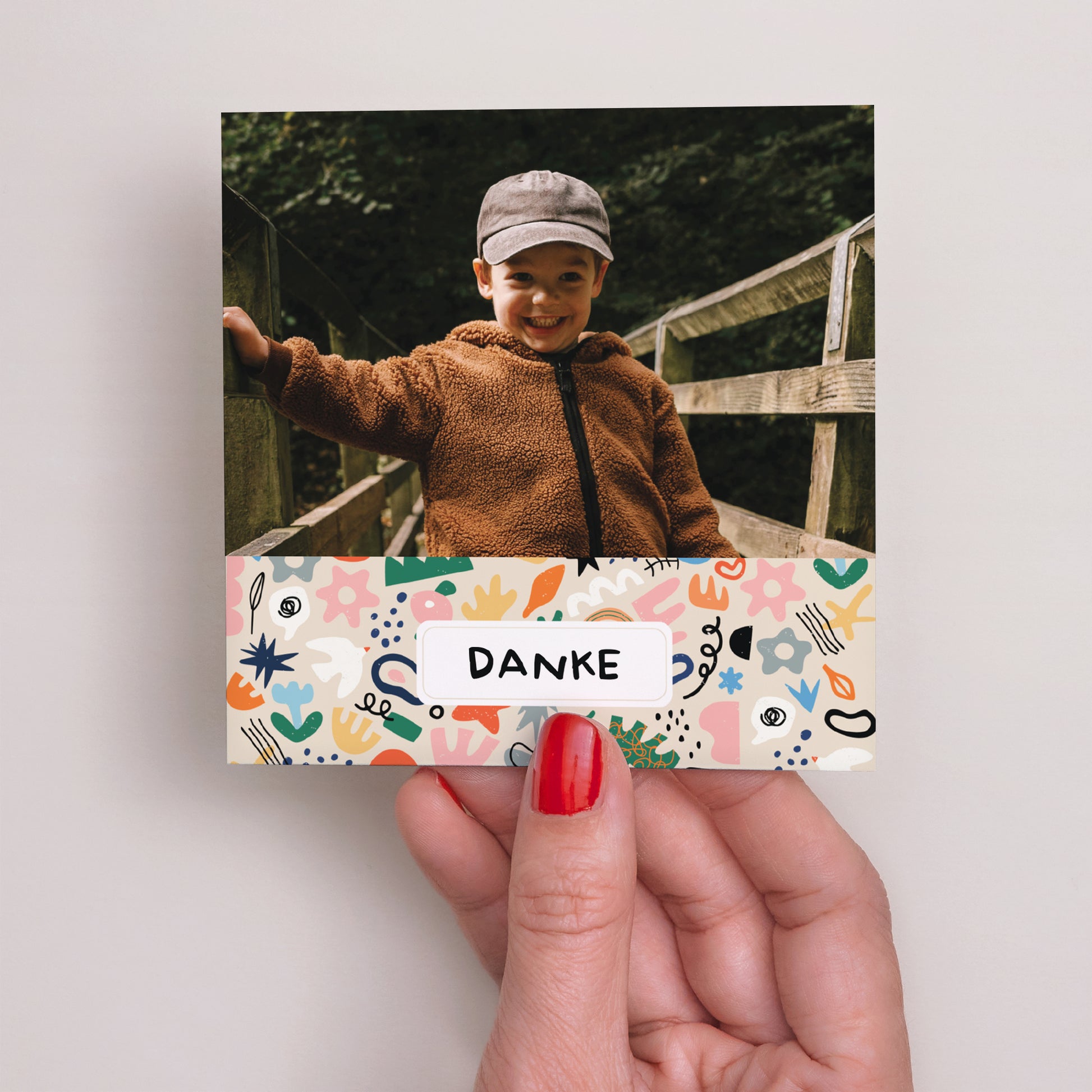 Dankeskarte Taufe Quadrat Matisse ganz in Farbe foto N° 2