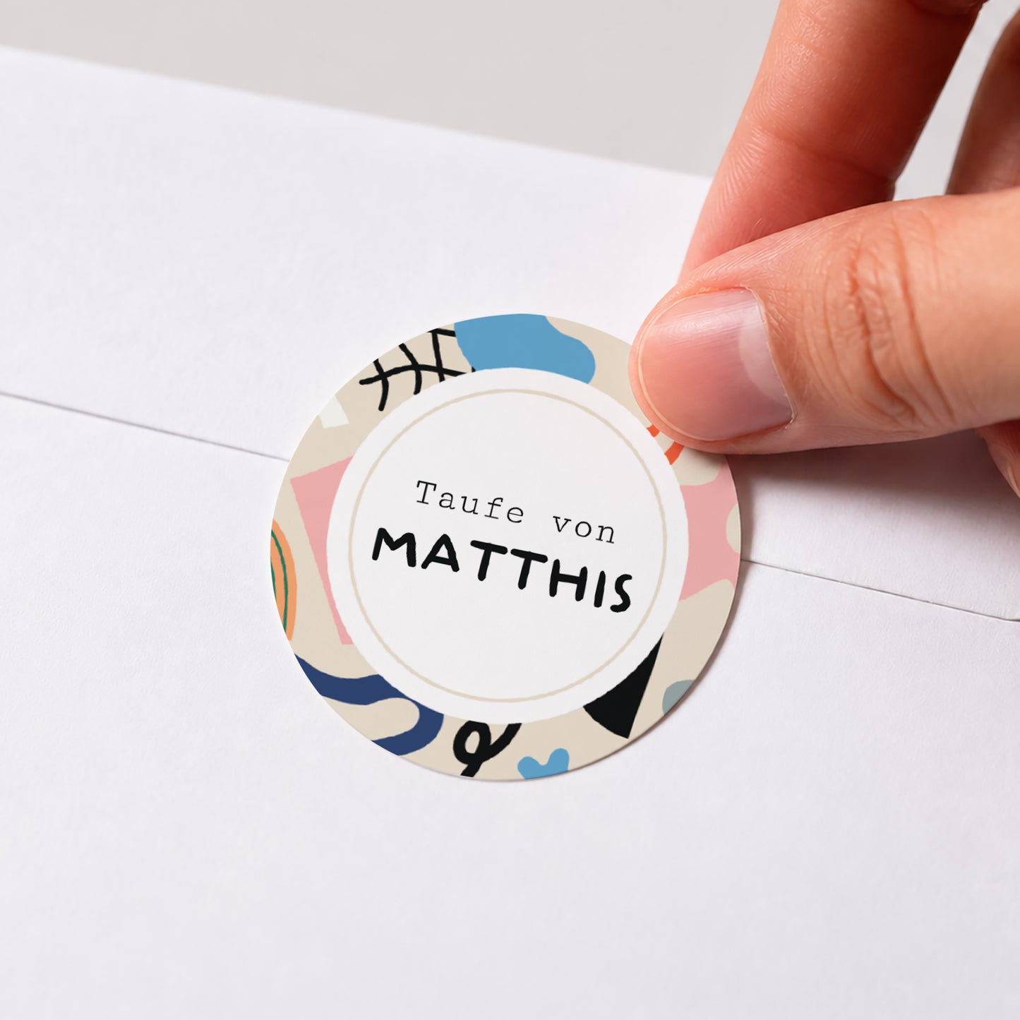 Sticker Taufe Rund Matisse ganz in Farbe foto N° 1