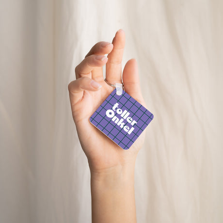 Schlüsselanhänger Objekte Quadrat Super Onkel