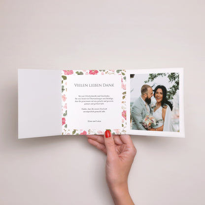 Dankeskarte Hochzeit Asymmetrisches Triptychon Blumenpoesie foto N° 2
