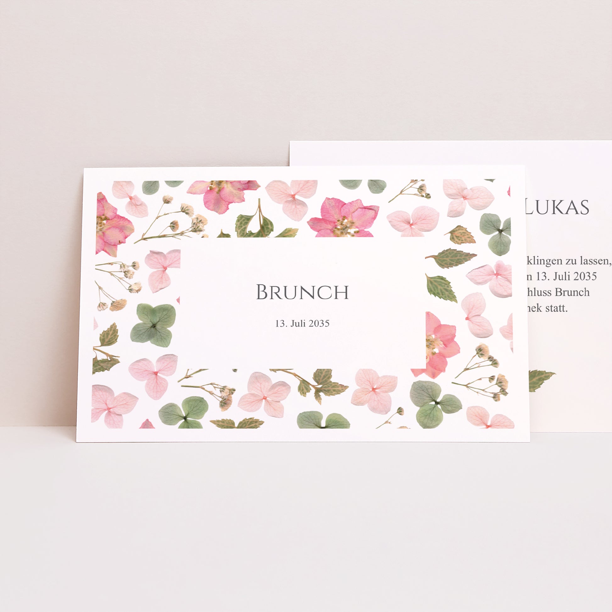 Einladungskarte Hochzeit Landschaft Blumenpoesie foto N° 1