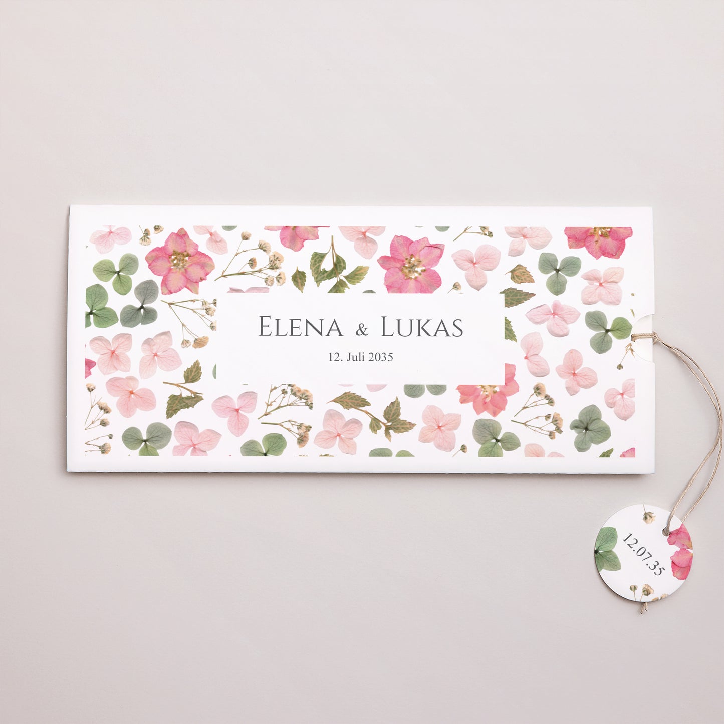 Hochzeitseinladung Mappe 2 Karten, Etikett Blumenpoesie foto N° 1