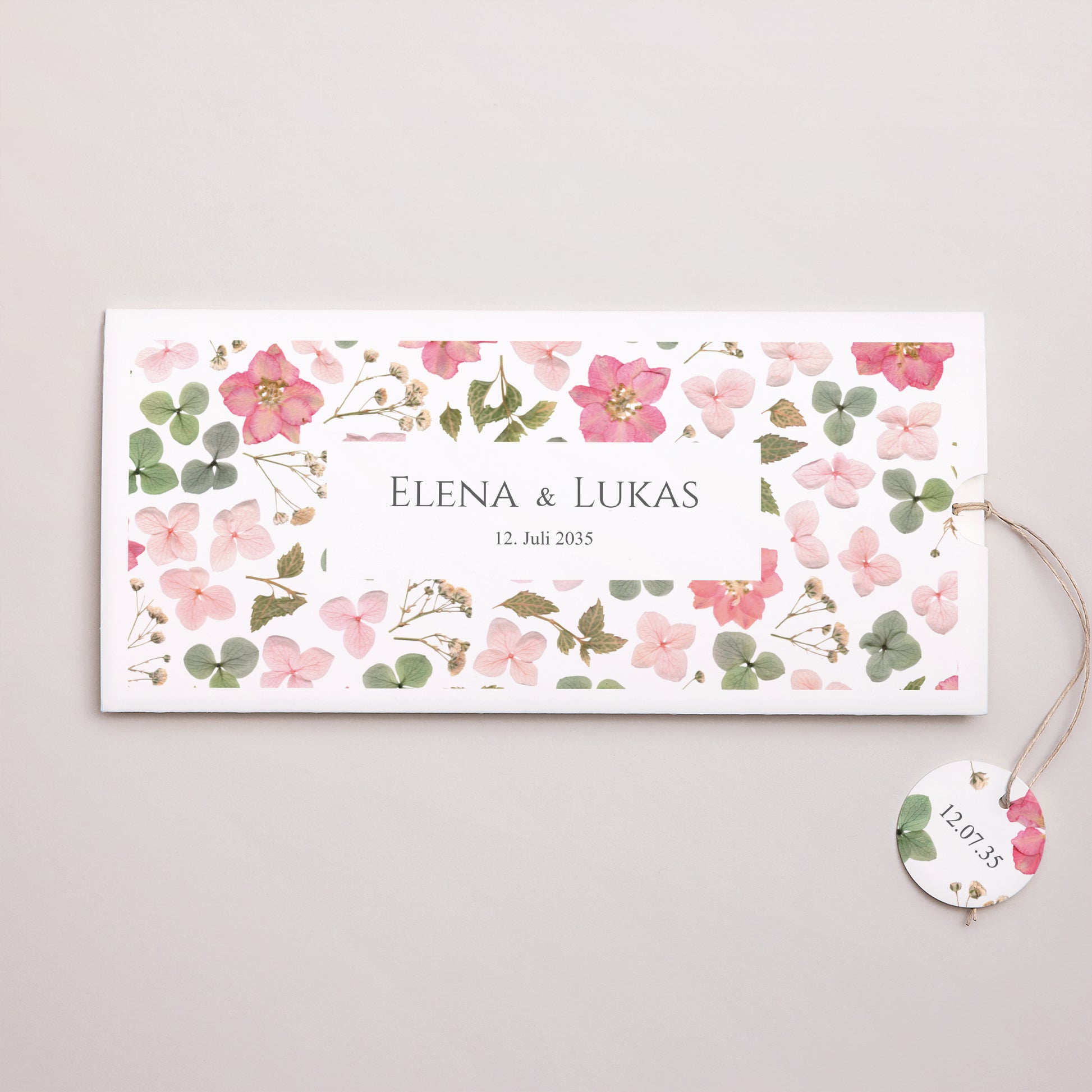 Hochzeitseinladung Mappe 2 Karten, Etikett Blumenpoesie foto N° 1