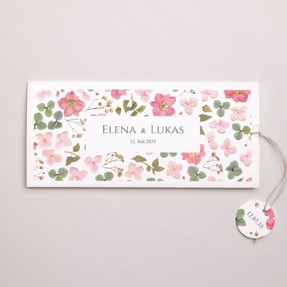 Hochzeitseinladung Mappe 2 Karten, Etikett Blumenpoesie foto N° 1