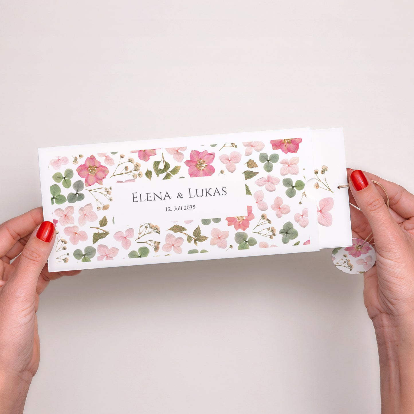Hochzeitseinladung Mappe 2 Karten, Etikett Blumenpoesie foto N° 2