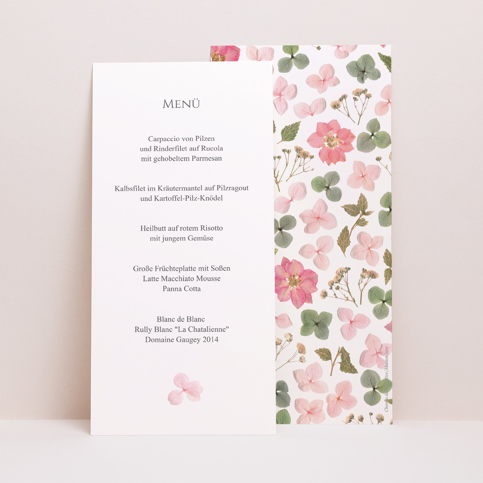 Hochzeitsmenü Panoramisches Porträt Florale Poesie foto N° 1