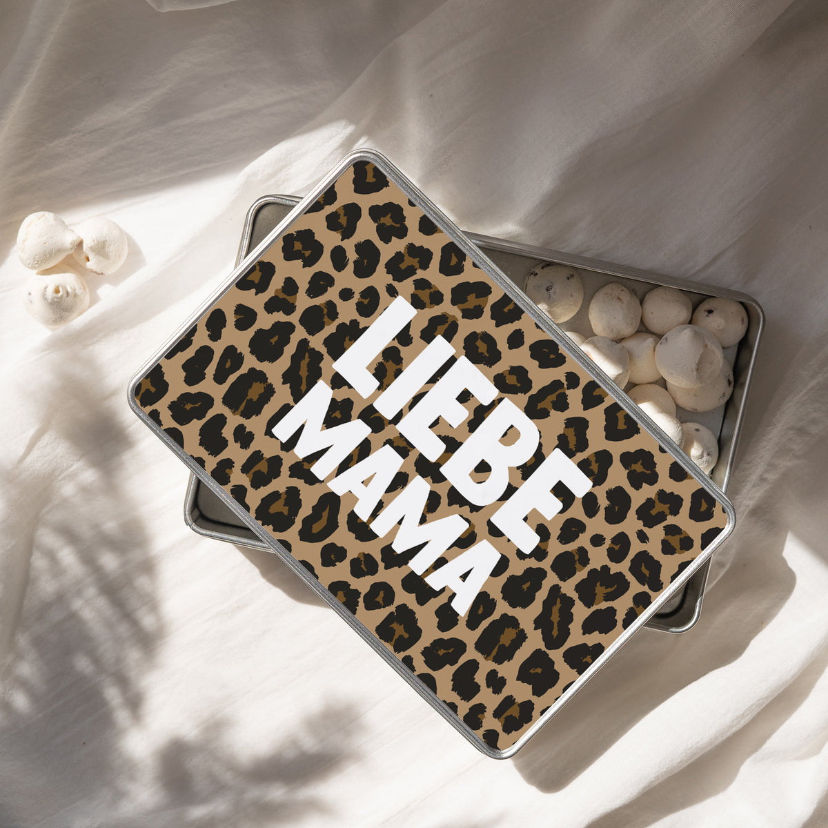 Metalldose Objekte Rechteck Mama der Liebe Leopard foto