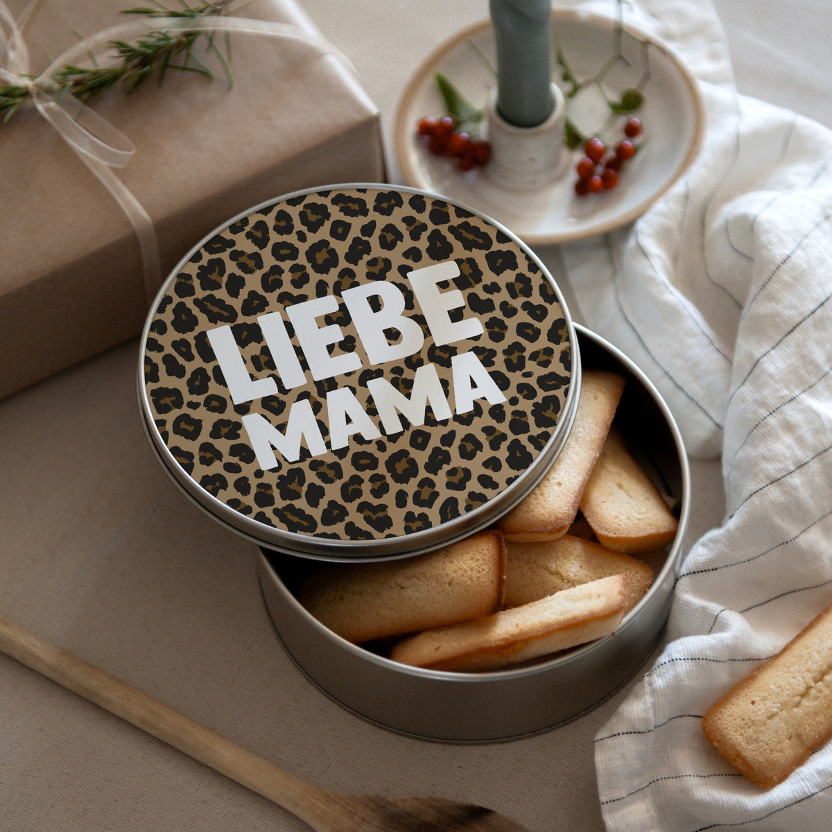 Metalldose Objekte Runde Mama der Liebe Leopard foto N° 3