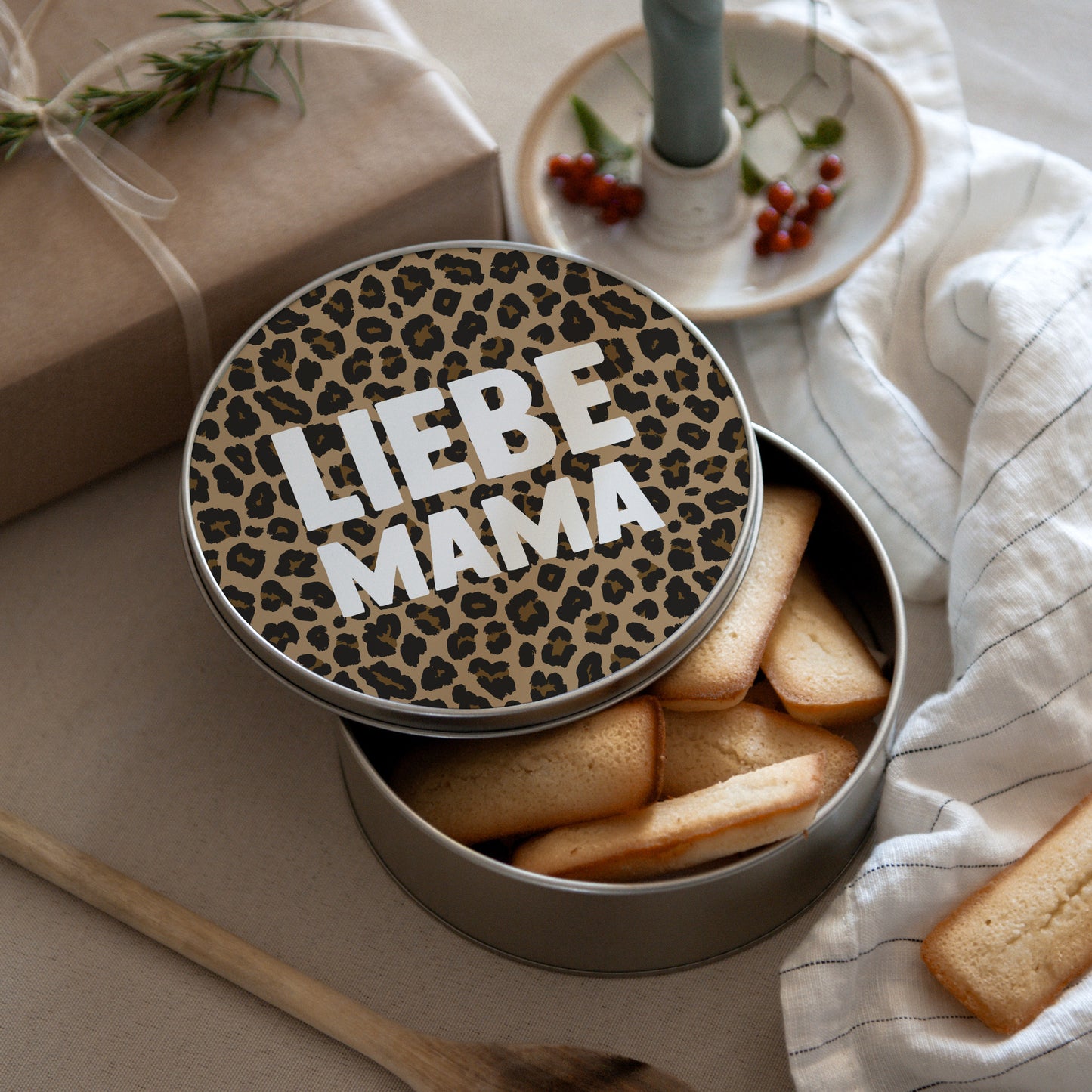 Metalldose Objekte Runde Mama der Liebe Leopard foto N° 3