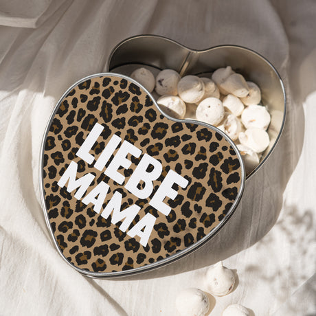 Metalldose Objekte Herz Mama der Liebe Leopard