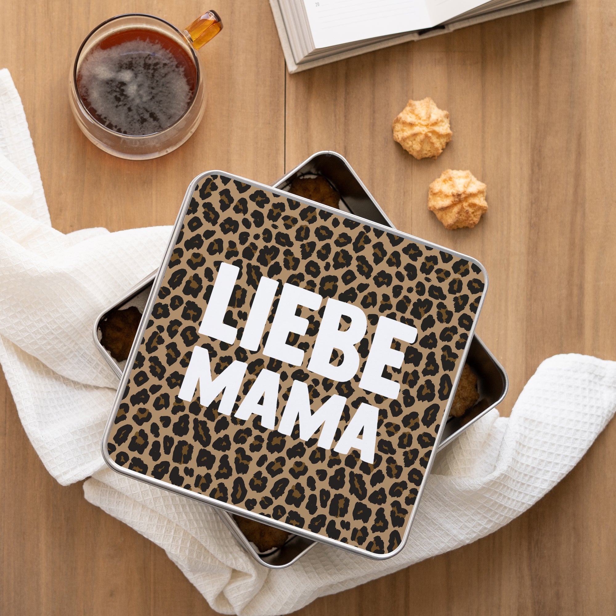 Metalldose Objekte Quadratisch Mama der Liebe Leopard foto N° 1