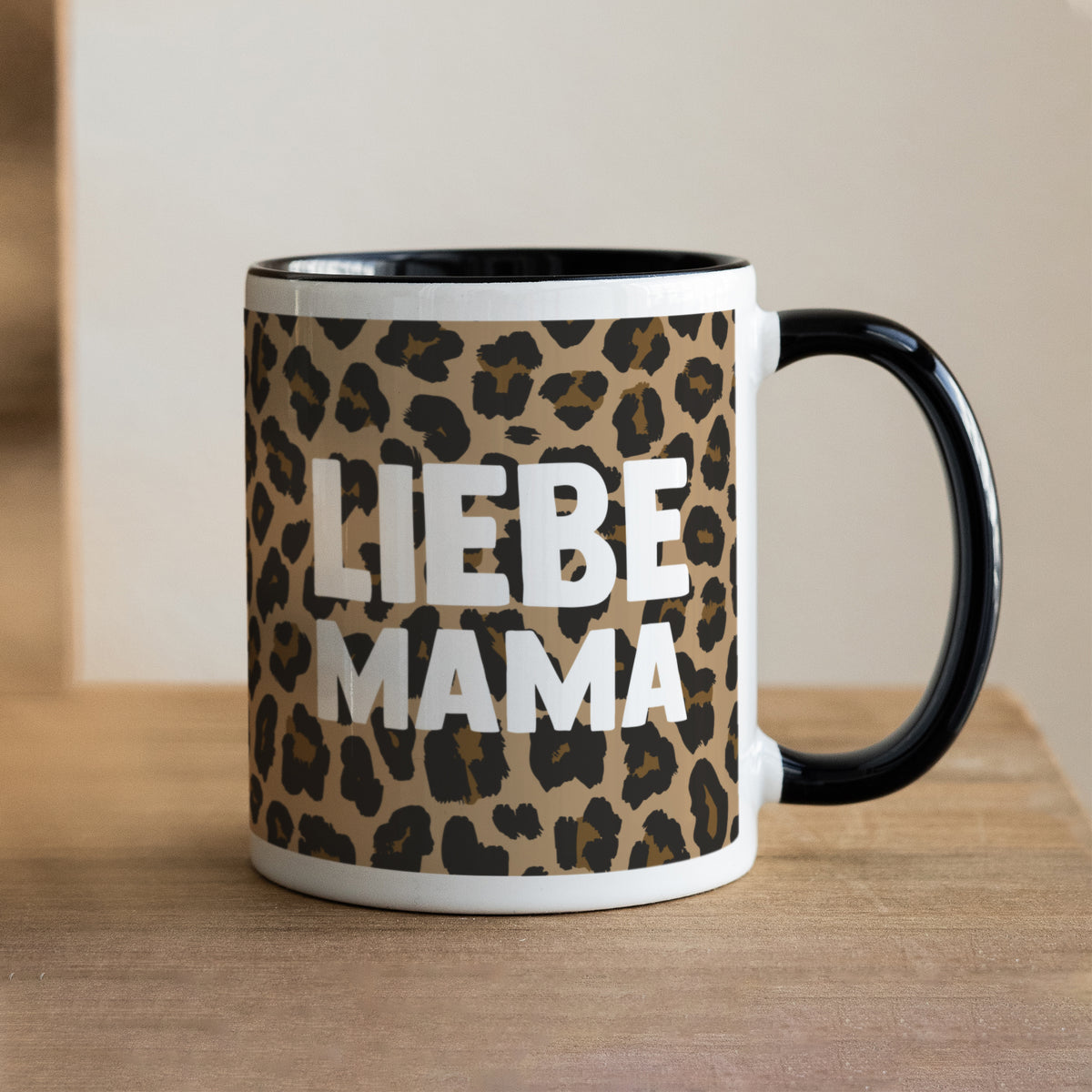 Tasse Objekte Schwarz Mama der Liebe Leopard foto