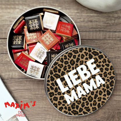 Metalldose Objekte runde, mit Schokolade gefüllt Mama der Liebe Leopard foto N° 1